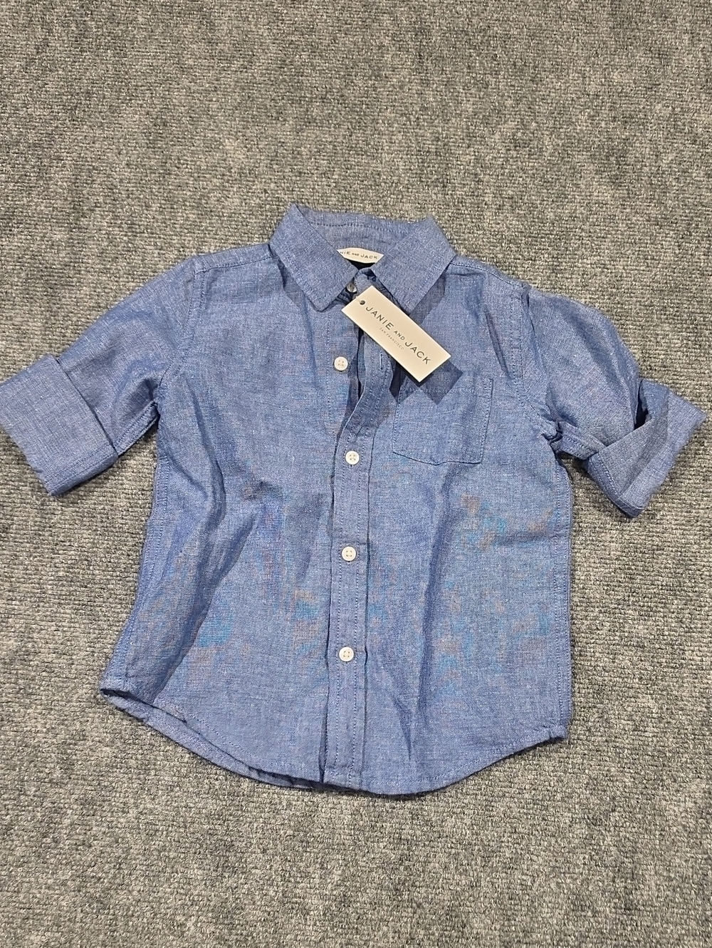Janie and Jack Chambray Short-Sleeve Button-Down in Light Blue
